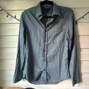 Banana Republic |  100% Cotton Teal Gingham Bottom Down Shirt- Ultra Soft EUC